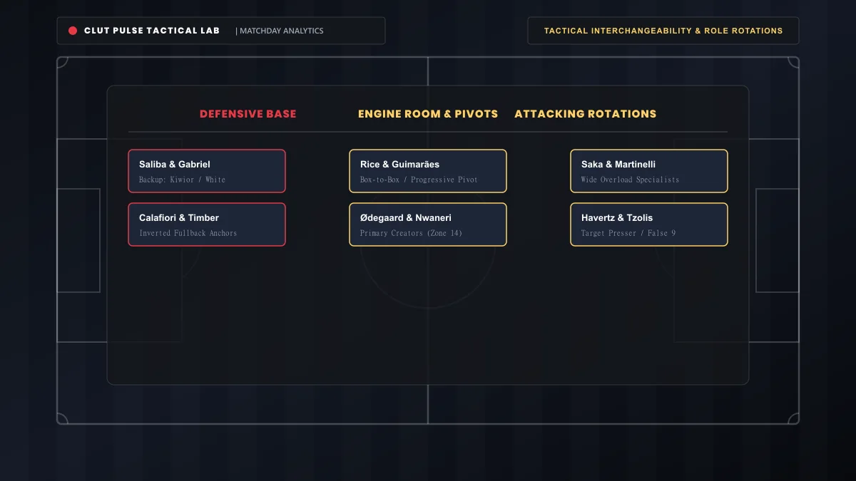 Arsenal tactical squad depth and positional interchange board